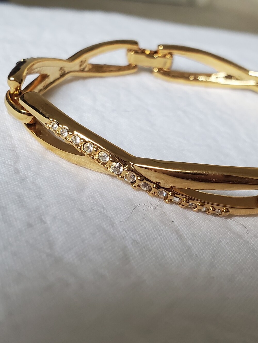 Vintage Swarovski Gold-tone Crystal Twist Link Bracelet
